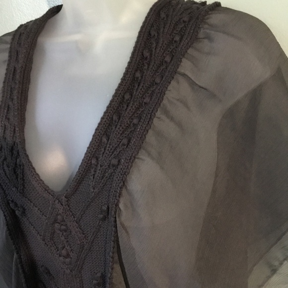 Mystree sheer tunic top with sweater trim - Picture 2 of 5